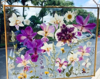 Pressed REAL orchid flower frame