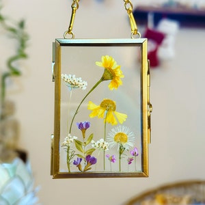Miniature pressed flower frame wildflowers