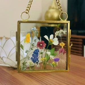 Miniature pressed flower frame wildflowers