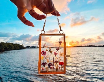 Miniature pressed flower frame wildflowers