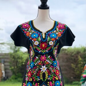 Small Mexican Floral Kimono Dress/Floral Embroidered Dress