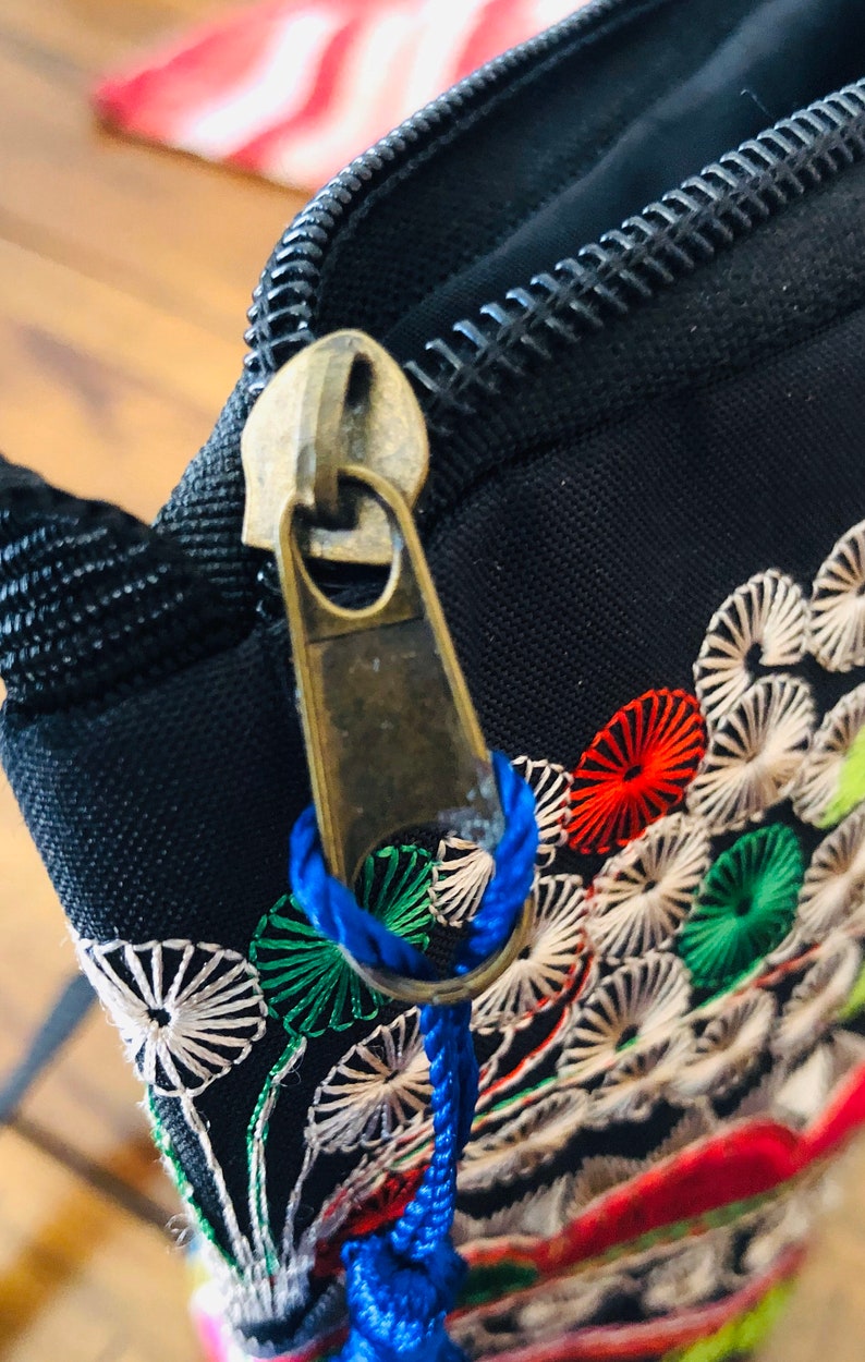 NEW Mexican Black Embroidery Artesanal Handmade Crossbody Bag