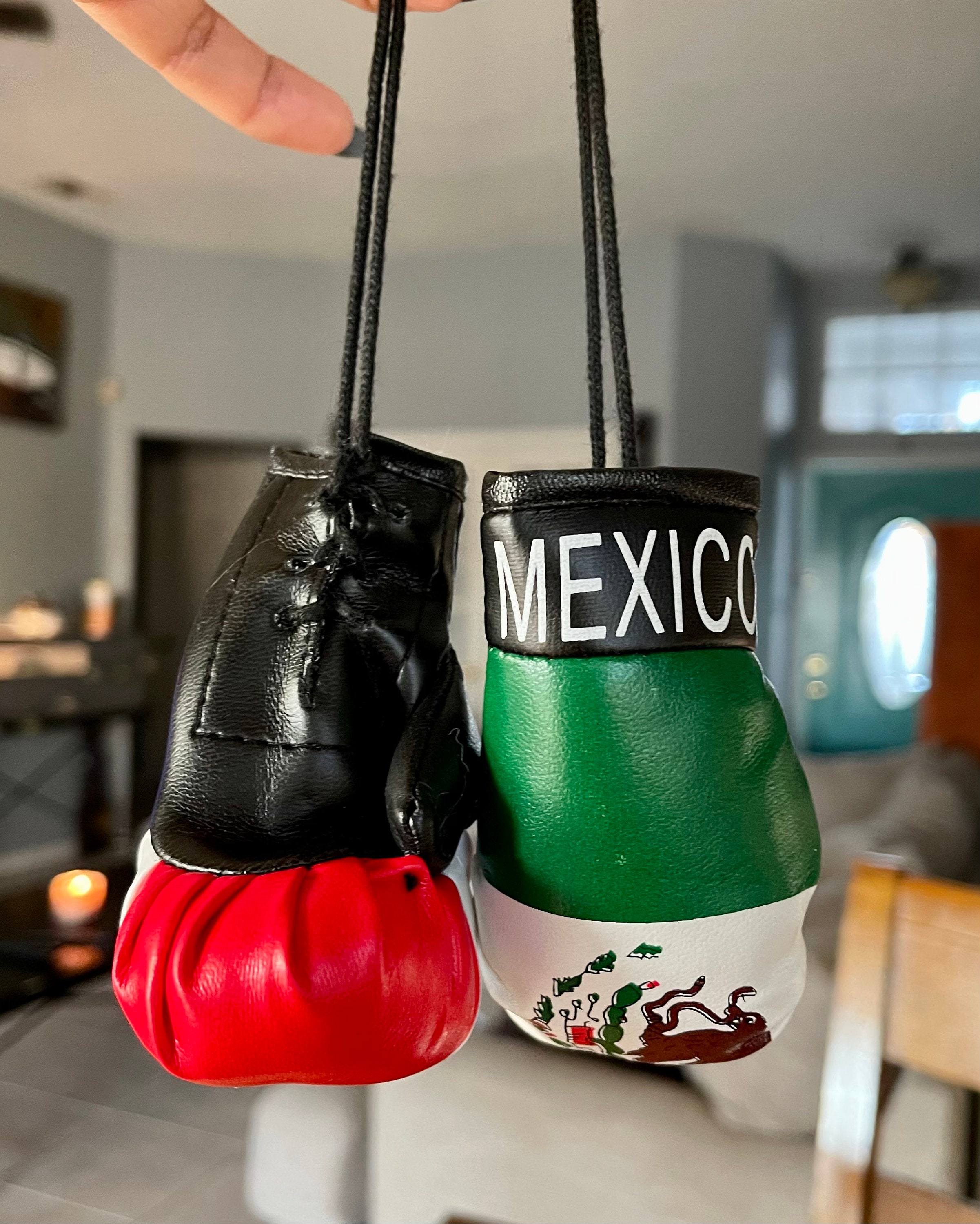 Mexico Boxing Gloves for Rearview Mirror/boxing Hanging Decor,mexican Flag  Color Boxing Gloves 