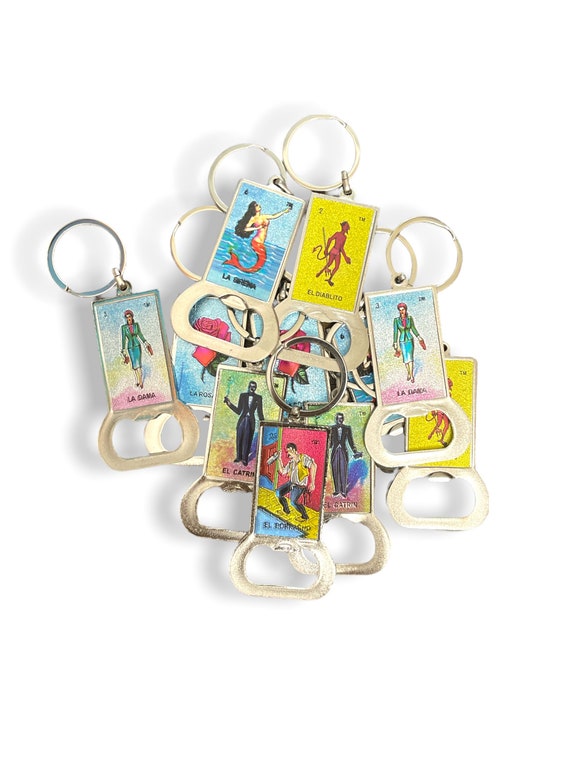 Wholesale 12 Set Lotería Bottle Opener Keychain, 12 Lotería