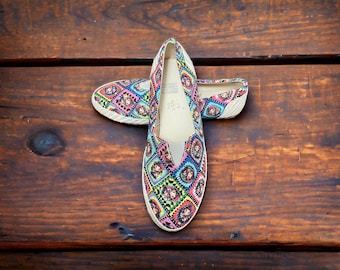 Mexican Doll Flats/Fiesta Doll Slip-Ons/Spring Shoes/Summer Shoes/Gifts For All/Gifts For Her/Folk Art Shoes/Flats