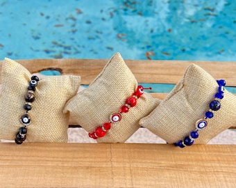 Wholesale 12 Adjustable Gold Color Ajustable Evil Eye Bracelets,Evil Eye Protection Rhinestone Bracelet