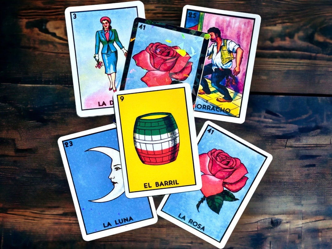 Bundle Pack of Loteria Stickers/6 Loteria Holographic Stickers/bundle of Holographic Mexican ...