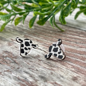 Cow Print Wooden Stud Earrings/Cow Print Studs /Western Cow Print Earrings/Gifts For Her/Western Inspired Studs