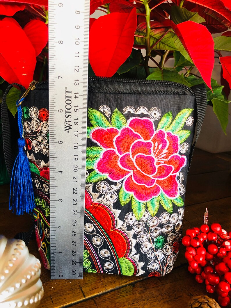 NEW Mexican Black Embroidery Artesanal Handmade Crossbody Bag