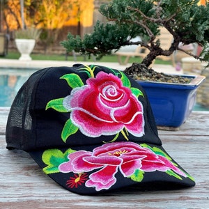 Floral Embroidery Cap/Mesh Floral Hat/Gorra Bordada/Gifts For Her