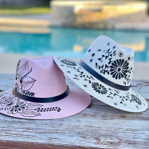 Artisanal Hand Painted Mexican Hat, Cowgirl Hat, Hand Crafted Hat
