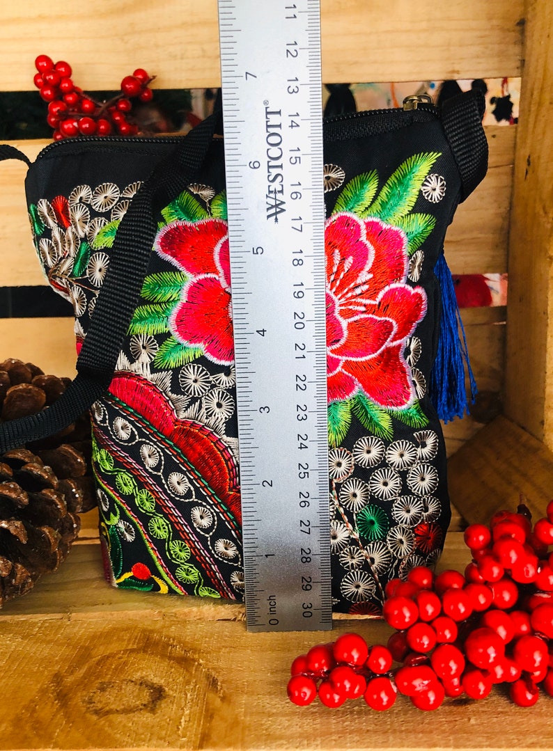 NEW Mexican Black Embroidery Artesanal Handmade Crossbody Bag