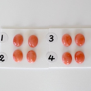 9x7mm Natural Deep Sea Coral Oval Cabochon, Natural Orange/Pink Color Coral, Price per Pair, For Jewelry Making, Genuine Coral