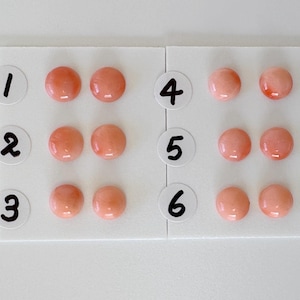 7mm Natural Deep Sea Coral Round Cabochon, natural pink/orange coral, price per pair, for jewelry making, natural color
