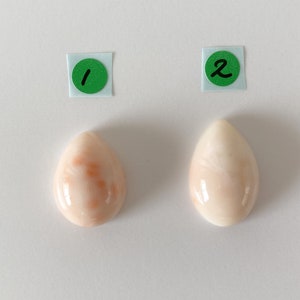 Natural Deep Sea Coral Teardrop Cabochon, Natural Pink/Orange Coral Teardrop Shape Loose, for Jewelry Making, Drilled Hole, Flat Back