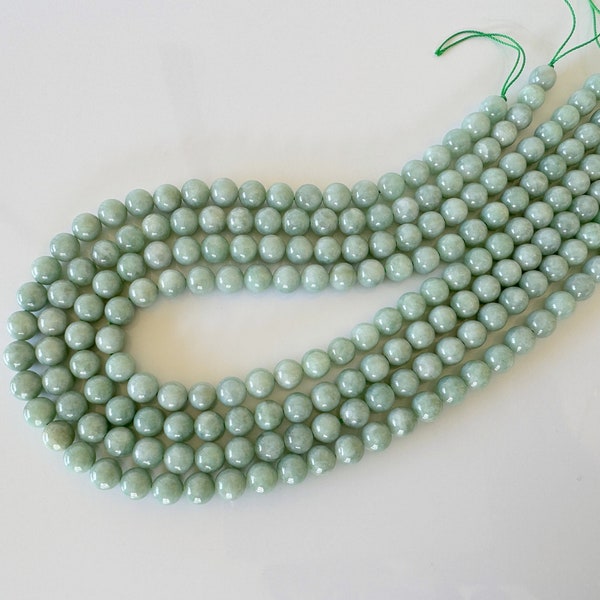 Natural Burmese Jadeite 8-8.5mm Full-Strand Beads, Green Beads, 40cm, 15.7", For Necklace, Bracelets, Etc., Genuine Natural Color Jadeite