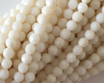 Natural white bamboo coral 4mm faceted beads, cut beads strands, 15.3inches,39cm, white sea bamboo, natural white coral, price per strand