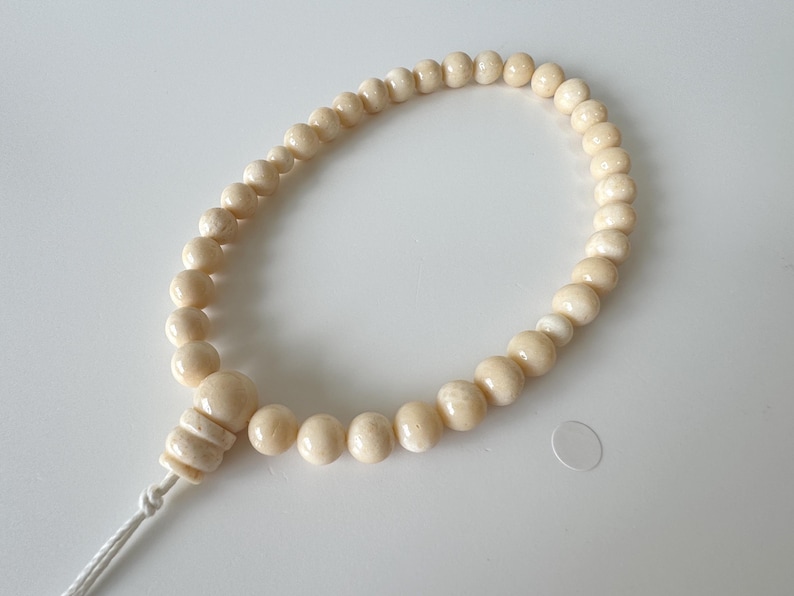 Strand for Making Bamboo Coral Rosary Beads Prayer, White Ivory Mala (8-8.5mm Beads, Genuine Bamboo Coral, Japanese Style) image 3