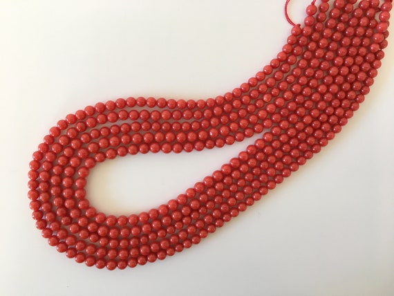 Fine Quality Natural Mediterranean Red Coral 5 6mm 18inches 45cm