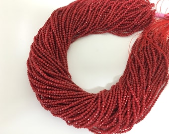 Red bamboo coral 2.5-3mm faceted beads strands, cut beads strands, 15.7inches, 40cm For jewelrymaking, price per strand  (colored)