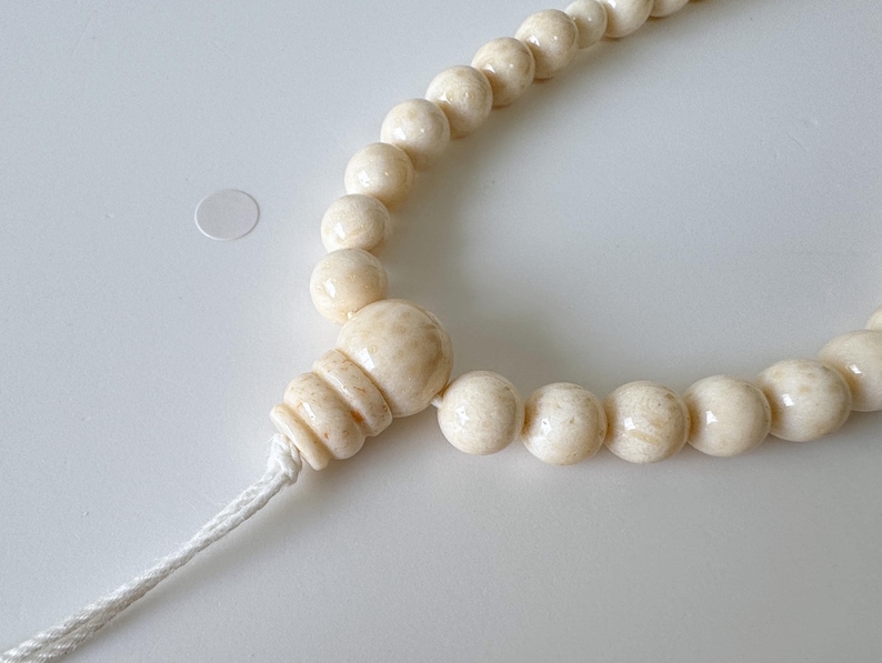 Strand for Making Bamboo Coral Rosary Beads Prayer, White Ivory Mala (8-8.5mm Beads, Genuine Bamboo Coral, Japanese Style) image 4