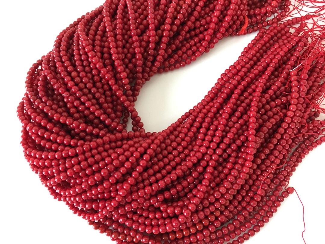 Hilo De Coral Bamb Rojo Cuentas De 4 4 5 Mm 15 7 Para Joyer a 