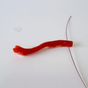 Japanese Red Coral Branch: Aka Natural Red Coral - 43mm Length, Side Full Hole, Jewelry Making Supply image 3