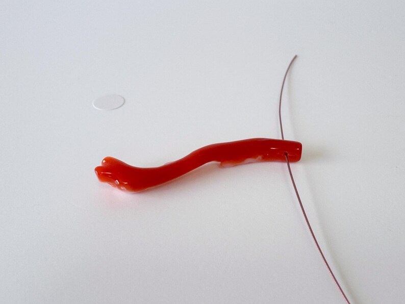 Japanese Red Coral Branch: Aka Natural Red Coral - 43mm Length, Side Full Hole, Jewelry Making Supply image 3