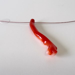 Japanese Red Coral Branch: Aka Natural Red Coral - 43mm Length, Side Full Hole, Jewelry Making Supply image 7