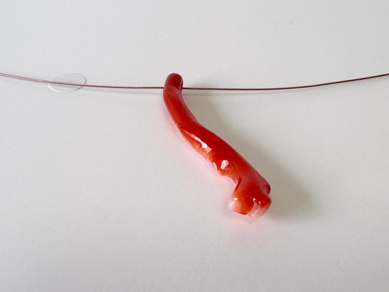 Japanese Red Coral Branch: Aka Natural Red Coral - 43mm Length, Side Full Hole, Jewelry Making Supply image 7