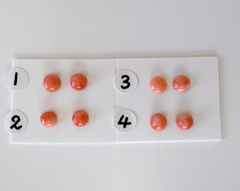 Cabochon rotondi di corallo di profondità: coppia rosa-arancio naturale, 5,5 mm, foro mezzo forato / Forniture per gioielli, corallo vero, pietre preziose sfuse