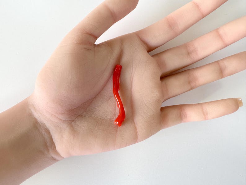 Japanese Red Coral Branch: Aka Natural Red Coral - 43mm Length, Side Full Hole, Jewelry Making Supply image 9