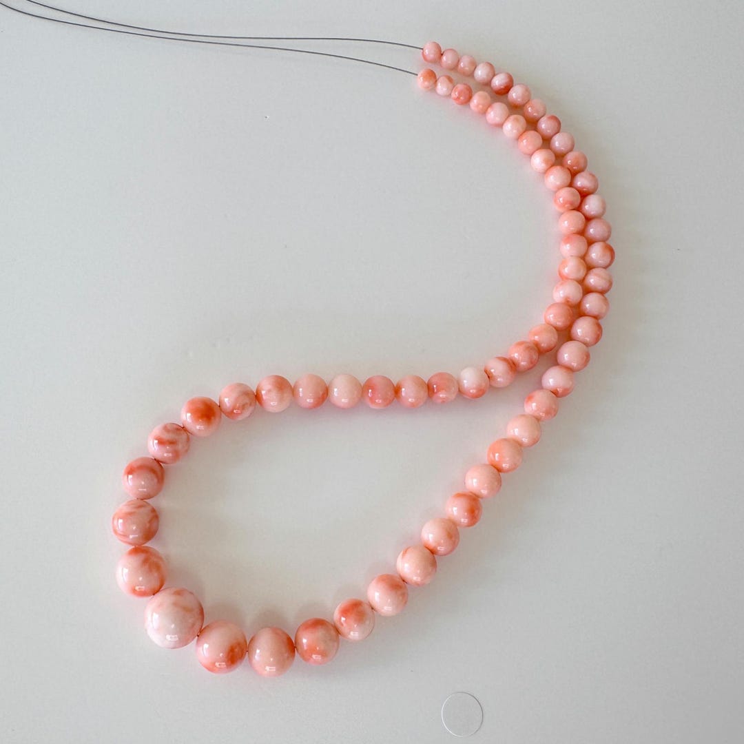 Natural Coral Strand Round Beads: Pink Orange Genuine Deep Sea Coral ...