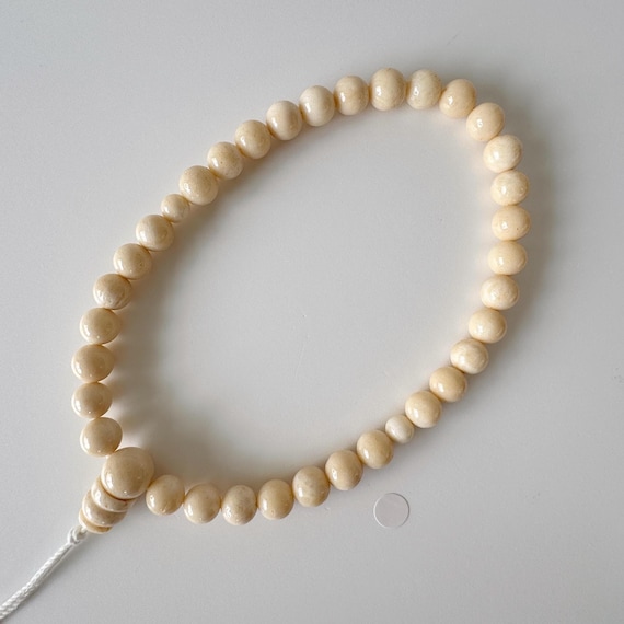 Strand for Making Bamboo Coral Rosary Beads Prayer, White Ivory Mala (8-8.5mm Beads, Genuine Bamboo Coral, Japanese Style)