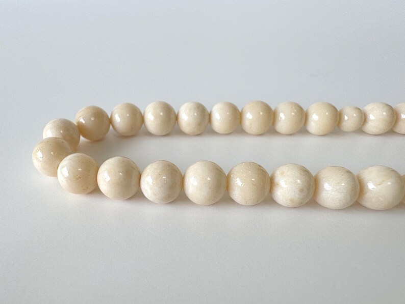 Strand for Making Bamboo Coral Rosary Beads Prayer, White Ivory Mala (8-8.5mm Beads, Genuine Bamboo Coral, Japanese Style) image 8