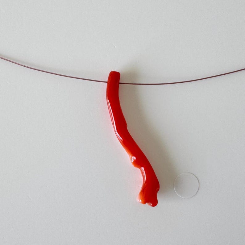 Japanese Red Coral Branch: Aka Natural Red Coral - 43mm Length, Side Full Hole, Jewelry Making Supply image 1