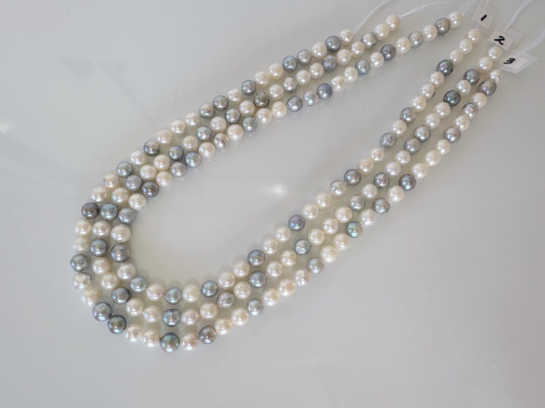 7-7.5mm White Saltwater Akoya Pearl Loose Beads – 15 Inch Strand, Round