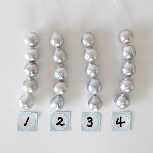 Japanese Natural blue/silver color Akoya Pearl Beads, 7-7.5mm, Mini Strand, Short Strand of 5 Pieces, Cultured in Sea Water
