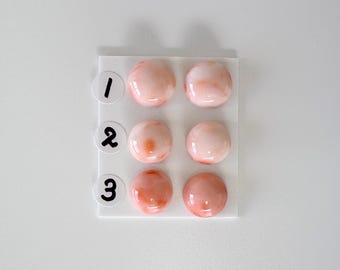 Coppia di cabochon di corallo di profondità: rotondi rosa-arancio naturali - foro posteriore semiforato, 10,7-12 mm, forniture per gioielli in vero corallo