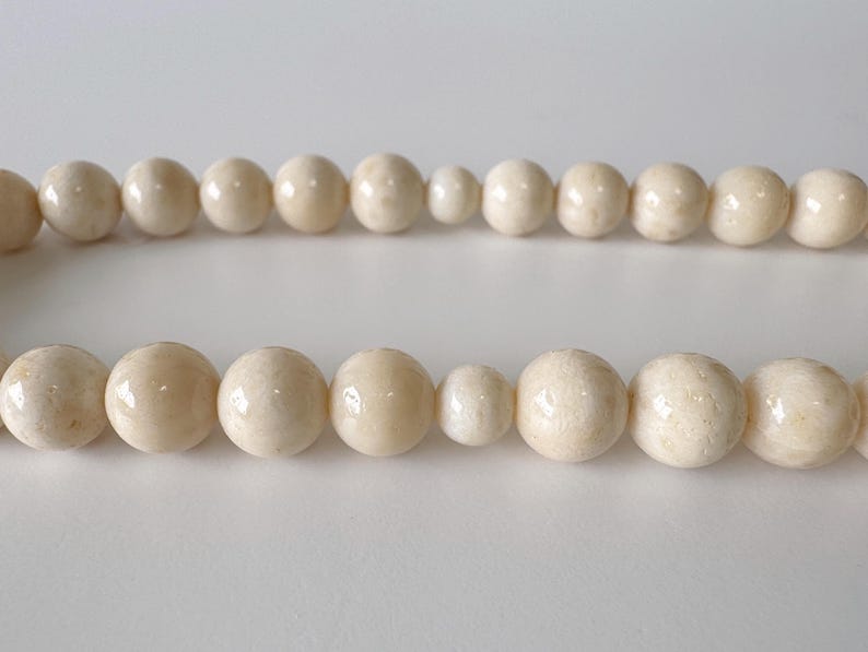 Strand for Making Bamboo Coral Rosary Beads Prayer, White Ivory Mala (8-8.5mm Beads, Genuine Bamboo Coral, Japanese Style) image 7