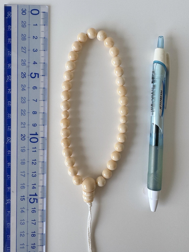Strand for Making Bamboo Coral Rosary Beads Prayer, White Ivory Mala (8-8.5mm Beads, Genuine Bamboo Coral, Japanese Style) image 2