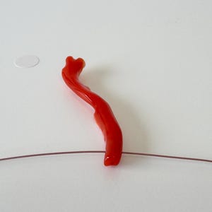 Japanese Red Coral Branch: Aka Natural Red Coral - 43mm Length, Side Full Hole, Jewelry Making Supply image 4