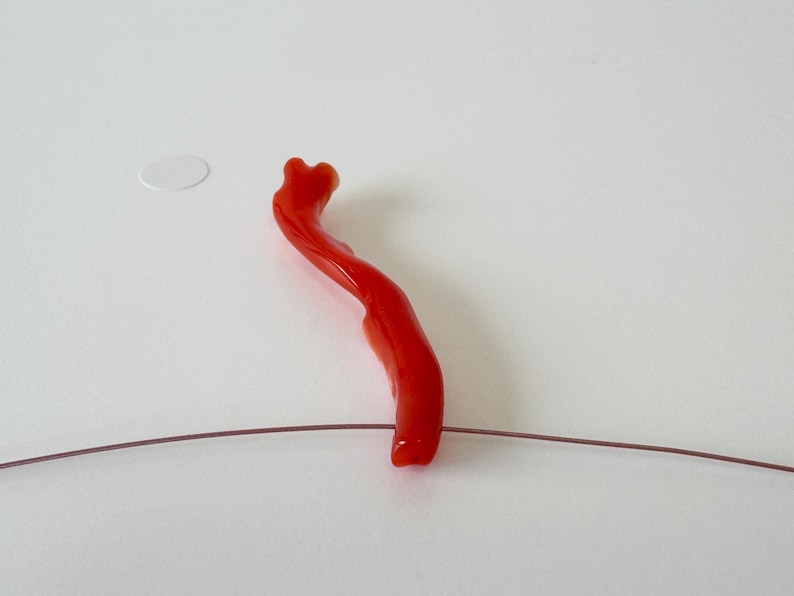 Japanese Red Coral Branch: Aka Natural Red Coral - 43mm Length, Side Full Hole, Jewelry Making Supply image 4