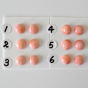 Cabochão redondo de coral natural de águas profundas de 7,3-7,8 mm, coral rosa/laranja natural, preço por par, para fabricação de joias, cor natural