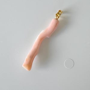 Natural Deep Sea Coral Branch Pendant, 45mm, Natural Pink/Orange color coral branch pendant, Silver (Gold-Plated) bail