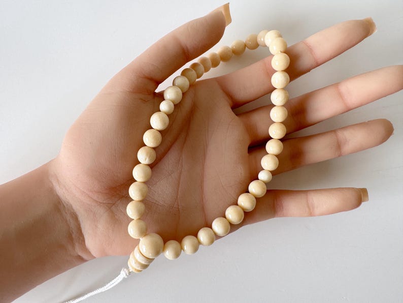 Strand for Making Bamboo Coral Rosary Beads Prayer, White Ivory Mala (8-8.5mm Beads, Genuine Bamboo Coral, Japanese Style) image 10
