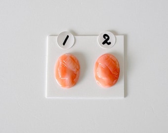 Deep Sea Coral Cabochon - Pink-Orange Oval Cameo Gemstone - Natural Color, Jewelry Craft Supplies, 15.5x11.5mm