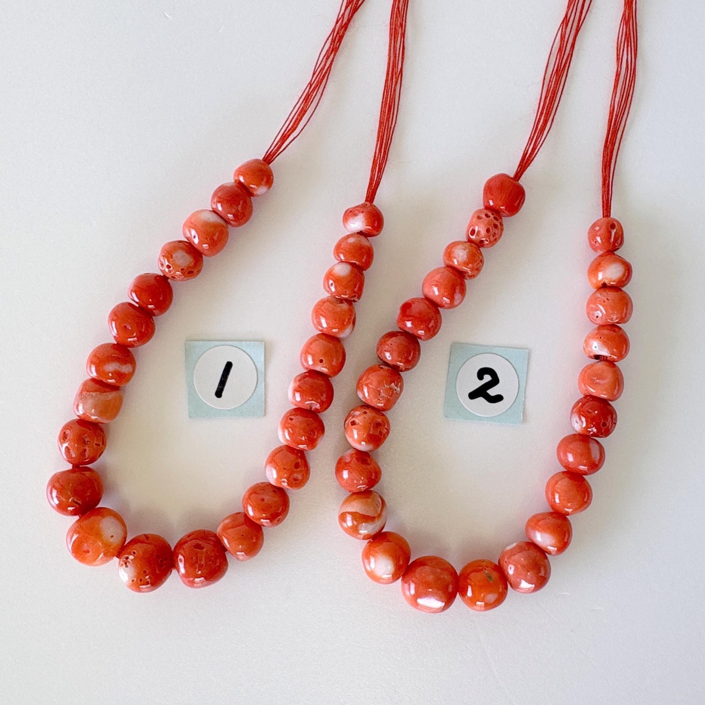 Natural Momo Coral Short Strand Beads, Orange/white Color Coral
