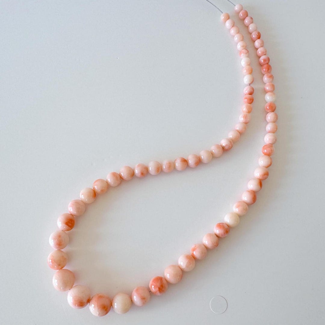 Natural Coral Strand Round Beads: Pink Orange Gradient, Genuine Deep ...