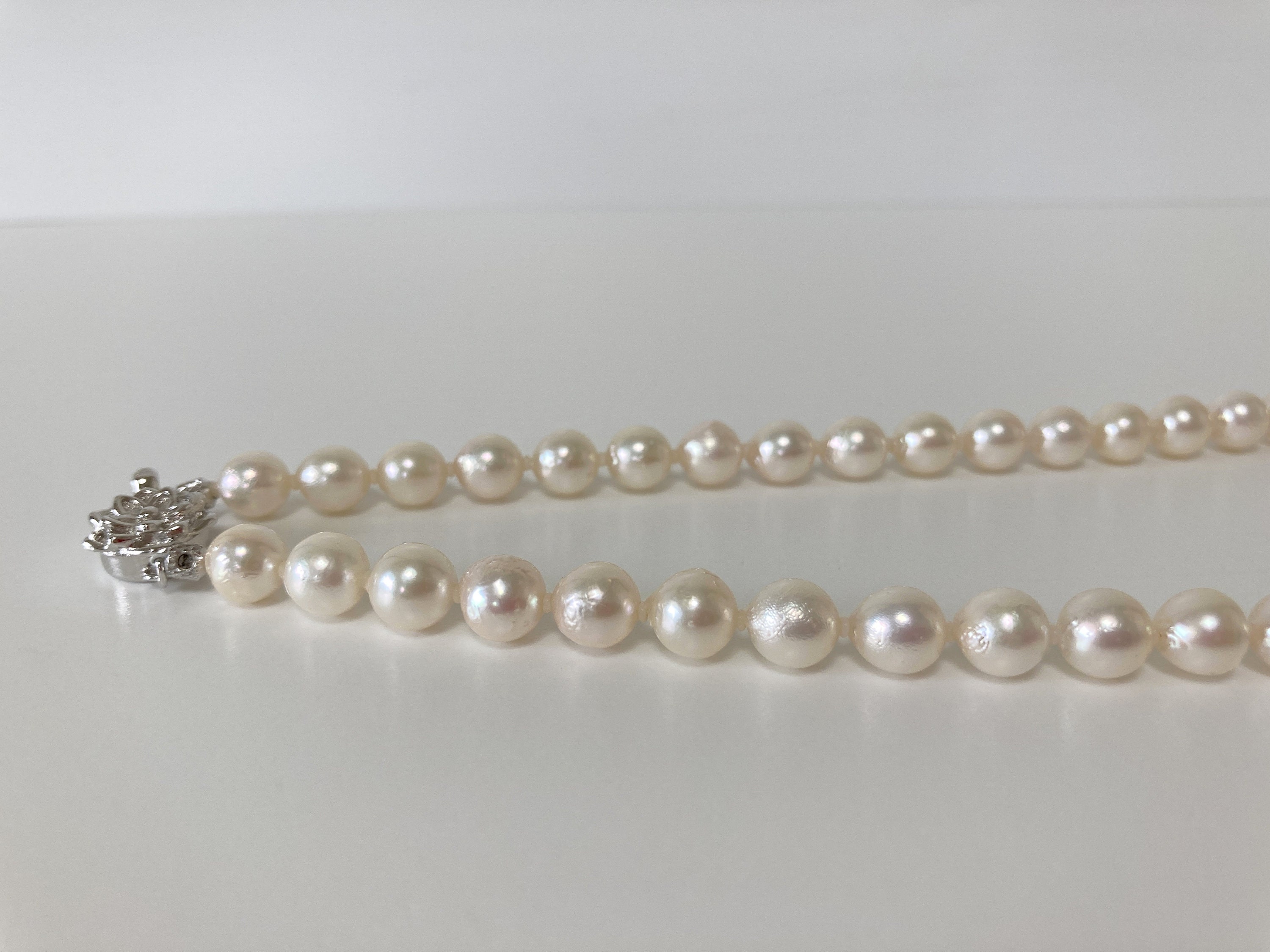 77.5mm Japanese Akoya Pearl Necklace with Silver Clasp Etsy